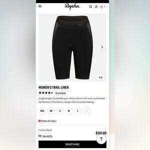 Rapha Womens Trail Liner Short in Black size Small. New with Tags.